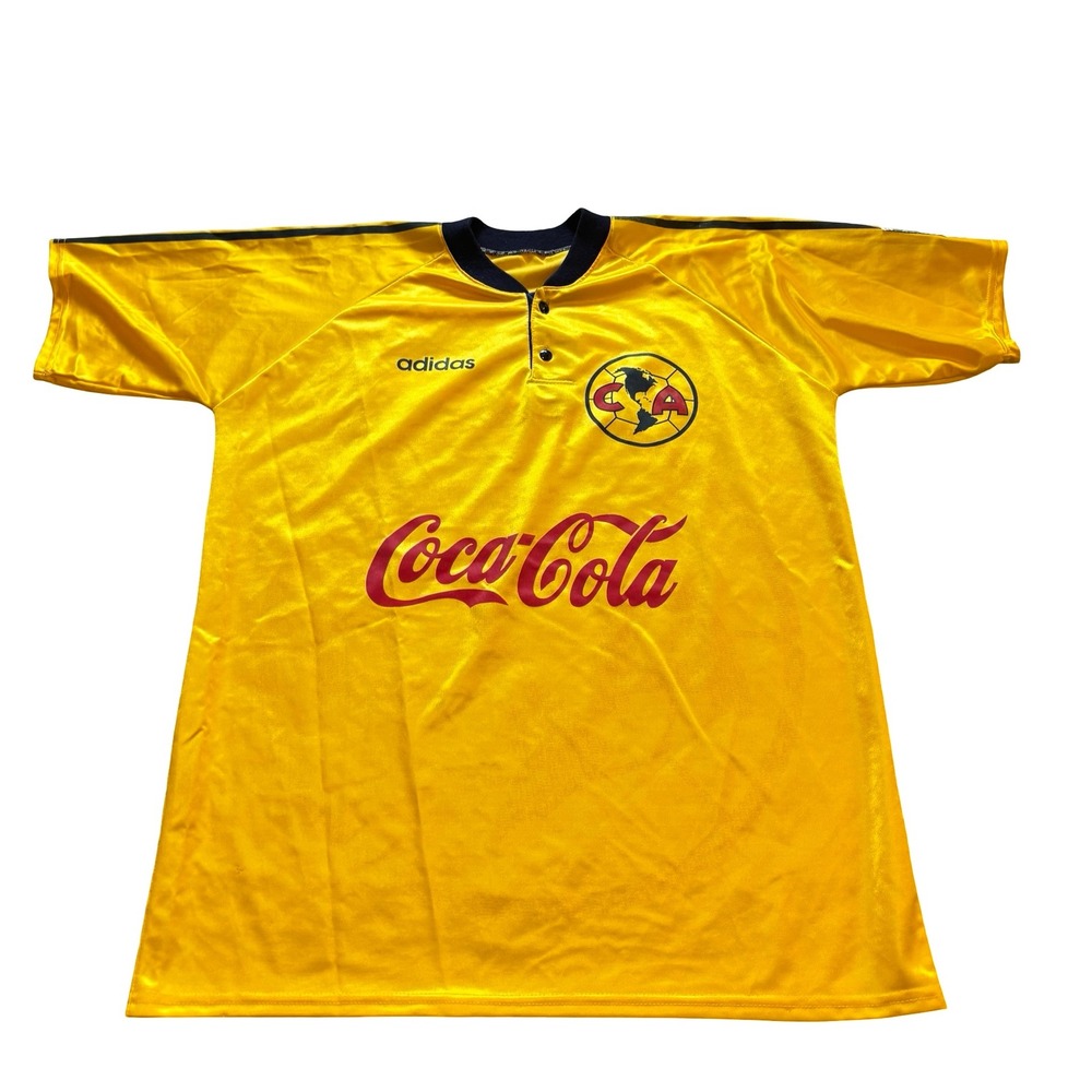Vintage Adidas Club America‎ Coca-Cola Sol Beer Soccer Jersey Yellow Mens XL